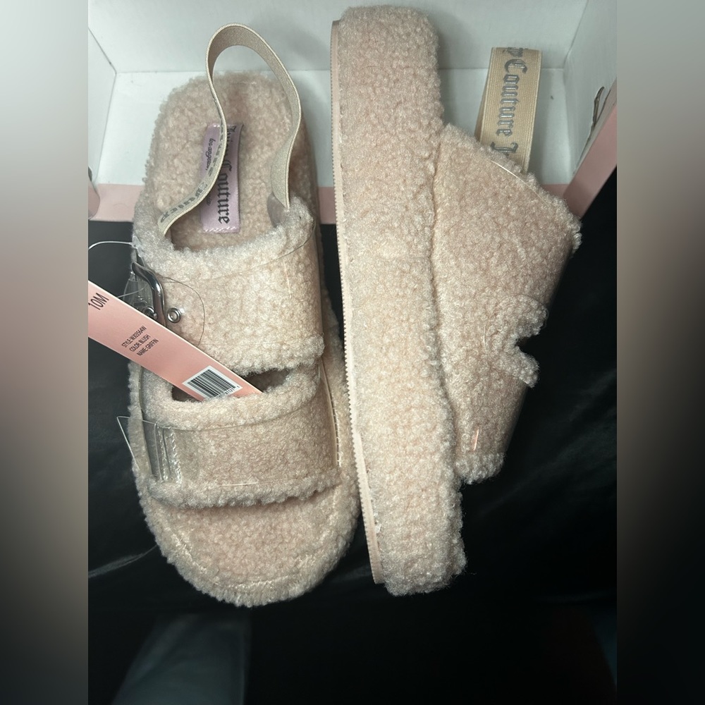 ⭐️NEW W/TAG⭐️Juicy Couture Women's Size 10 Griffin Faux Fur Slingback Slippers